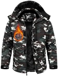 Yufawow Men Winter Jacket Skiing Jacket Insulated Fleece Lined Waterproof Windbreaker for Snowboard Hiking Camping ATV Outdoor Work