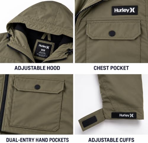 Hurley Mens Winter Parka Jacket, Sherpa Lined Hooded Winter Coat