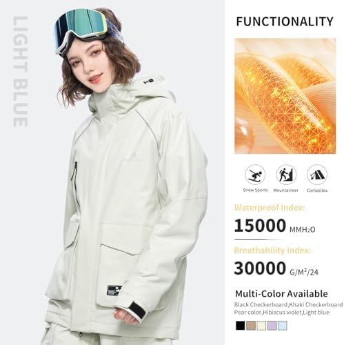 Womens Mens Snowboard Jacket Baggy Snow Ski Coat with Hood