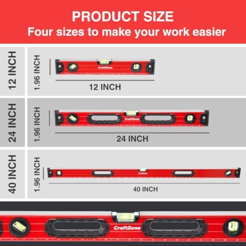 3PC Magnetic Spirit Level Set 12",24",40" Torpedo Level