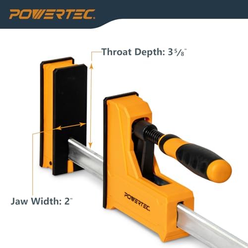 POWERTEC 72232 36-Inch Parallel Clamps for Woodworking | 90 Degree Heavy Duty Steel Bar Jaw Clamp Spreader Tool, 2PK