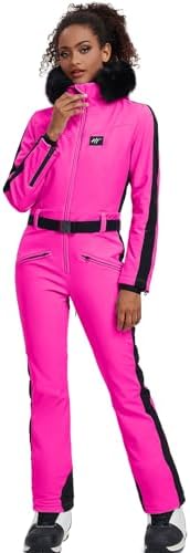 Women's Ski Suit One Piece Snowsuits Snowboard Ski Outfit Faux Fur Collar Slim Jumpsuit Jacket Insulated Windproof