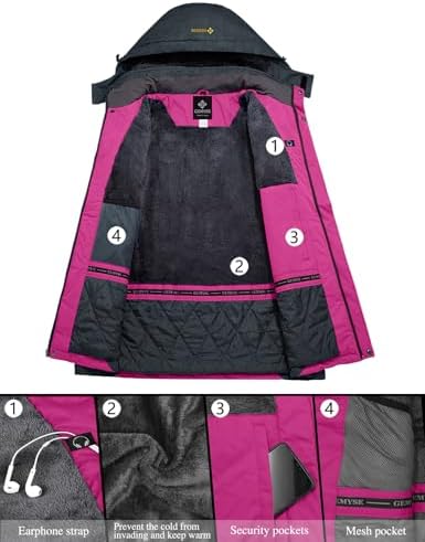 GEMYSE Women's Waterproof Ski Jacket Warm Winter Coat with Detachable Hood