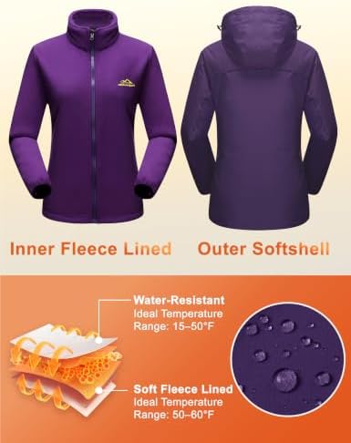 MAGCOMSEN Women's 3-in-1 Winter Coats Snow Ski Jacket Waterproof Windproof Fleece Lined Winter Jacket Parka
