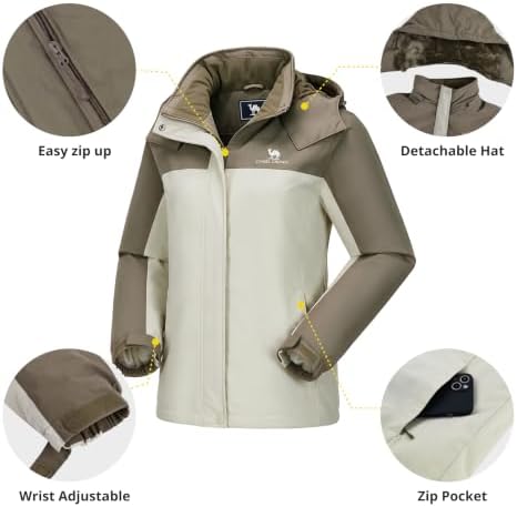 CAMEL CROWN Women's Ski Jacket Winter Snow Coat Waterproof Female Jackets