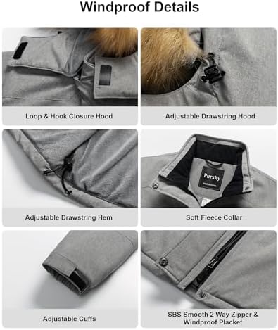 Pursky Women's Waterproof Ski Jacket Winter Snow Coats Fur Hooded Raincoat Parka