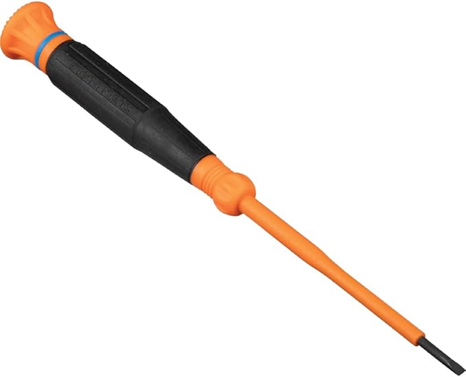 Klein Tools 6243INS Insulated Precision Screwdriver, 3/32-Inch Slotted Mini Electrician Screwdriver, 1000-Volt Cushion-Grip Handle