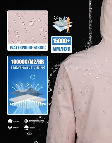 Pionner Camp Women's Ski Jacket 15k Waterproof Insulated Winter Snow Coat Rain Jacket for Skiing Snowboarding Hiking