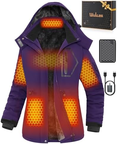 Wulcea Graphene Heated Jacket For Women 12V 18400mAh Fast Charge With Large Capacity