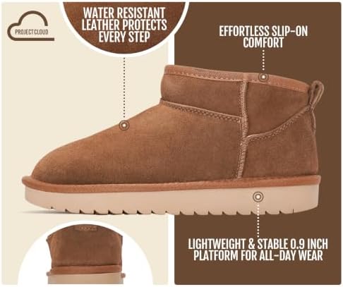 Project Cloud 100% Genuine Leather Womens Boots Ankle Boots for Women Shoes