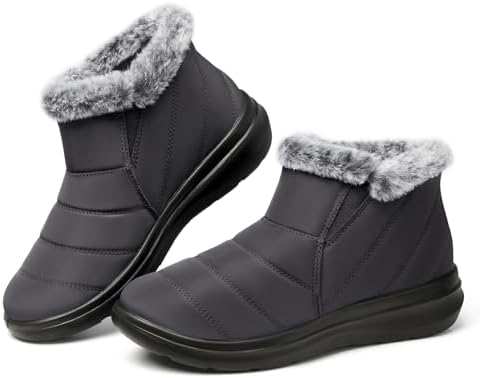 SHIBEVER Winter Snow Boots for Women: Slip On Ankle Fur Lined Warm Boot