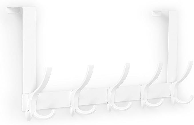 Door Hanger Hook, Over The Door Hooks for Hanging, Over The Door Towel Racks for Bathroom (1Pack, White, Fit 1-3/4" Doors)