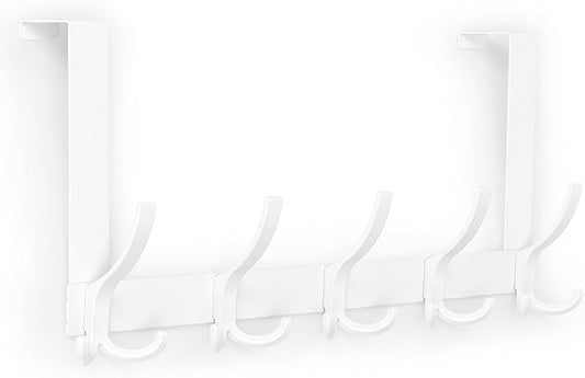 Door Hanger Hook, Over The Door Hooks for Hanging, Over The Door Towel Racks for Bathroom (1Pack, White, Fit 1-3/4" Doors)