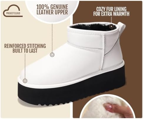 Project Cloud 100% Genuine Leather Ankle Boots for Women Platform Boots