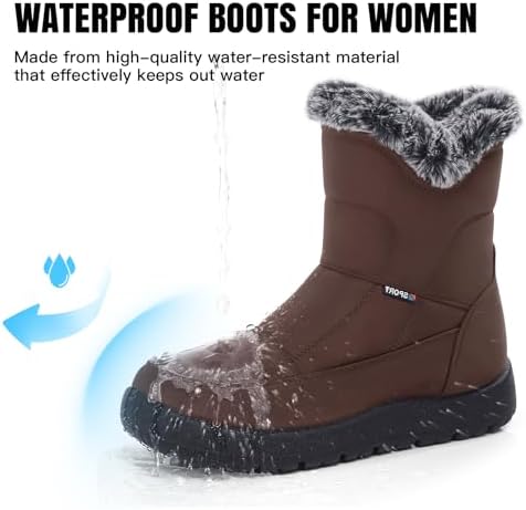 SHIBEVER Women's Winter Snow Boots: Waterproof Fur-Lined Ankle Booties
