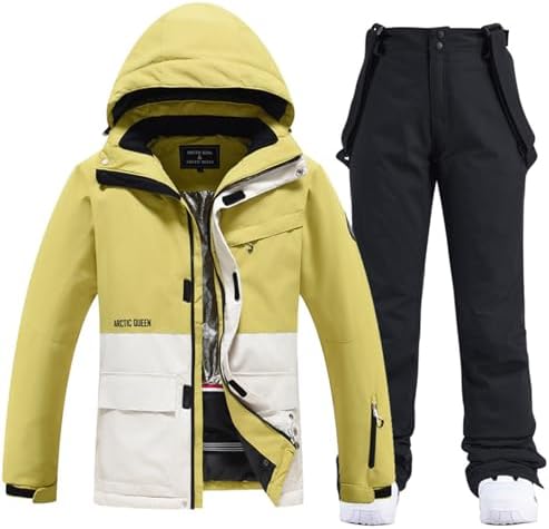 Women's Ski Jackets and Pants Set Waterproof Insulated Snowsuit Winter Warm Skisuit Fashion Snowboarding Snow Coat
