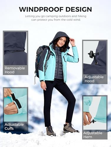 wantdo Women's 3 in 1 Ski Jacket Waterproof Winter Coat Snowboard Jackets