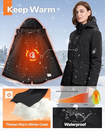 33,000ft Women's Waterproof Winter Coat Long Insulated Jacket with hood