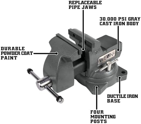 Wilton Mechanics Bench Vise, 5" Jaw Width, 5-1/4" Jaw Opening, 3-3/4" Throat (Model 745)