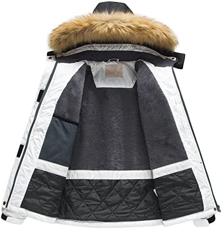 Pursky Women's Waterproof Ski Jacket Winter Snow Coats Fur Hooded Raincoat Parka