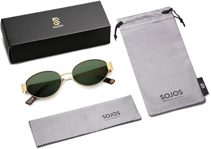 SOJOS レトロ オーバルサングラス レディース トレンディ クラシック シェード UV400 保護 SJ1256