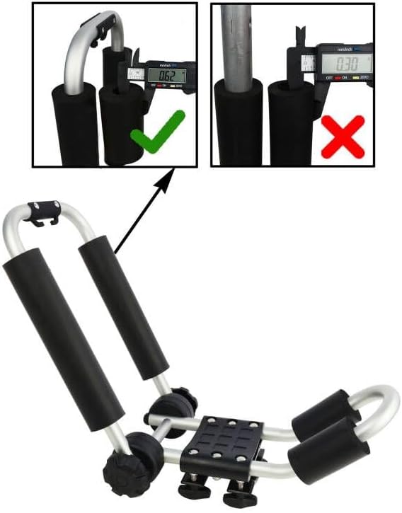 Upgraded Universal Folding Kayak Rack, J-Bar Carrier for Canoe Boat SUP Ski, Mount on Car Roof Top Crossbar, Includes 4 Ratchet Straps, 2 Anchor Straps (1 Pair, Aluminum)
