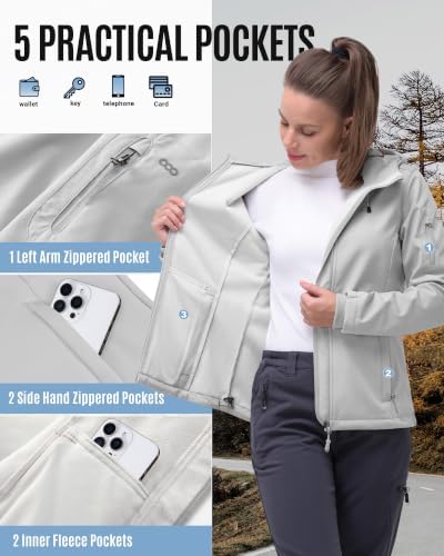 33,000ft Women's Softshell Jacket Waterproof Hooded Fleece Lined Rain Coat
