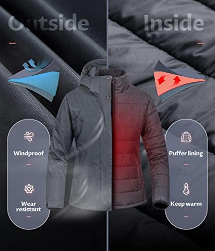Women's 3 In 1 Waterproof Ski Jacket Windproof Snowboarding Jacket Warm Winter Snow Coat Raincoat
