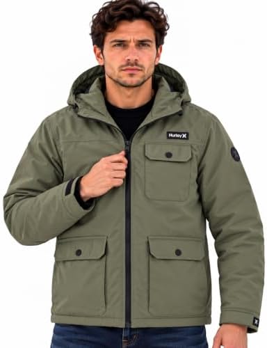Hurley Mens Winter Parka Jacket, Sherpa Lined Hooded Winter Coat