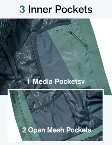 Women's Pro Ski Jacket, Waterproof 15K Snowboard Jacket, Insulated Winter Coat with Helmet Hood & Armpit Vents