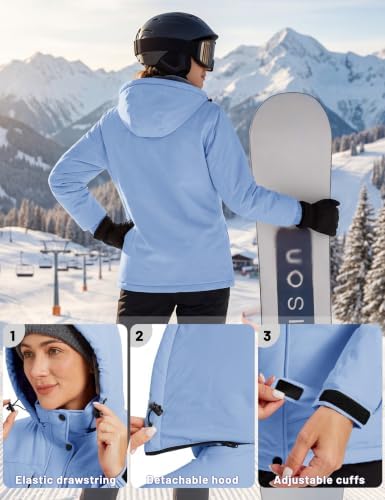 TACVASEN Women's Snow Ski Jacket Winter Warm Fleece Coat with Hood