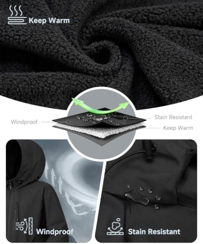 PUFFIT Women's Waterproof Ski Jacket, Fleece Lined Winter Coats windbreaker