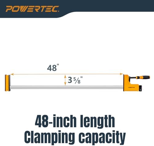 POWERTEC 71602-P4, 8PK, Woodworking Parallel Clamps 48-Inch | Jaw Bar Clamp Spreader Tool