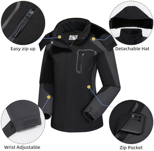 CAMEL CROWN Women's Ski Jacket Winter Snow Coat Waterproof Female Jackets