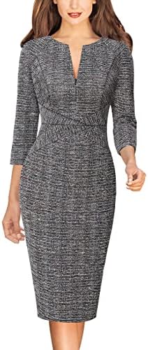 VFSHOW Womens Work Business Office Zipper Up Slim Bodycon Sheath Dress