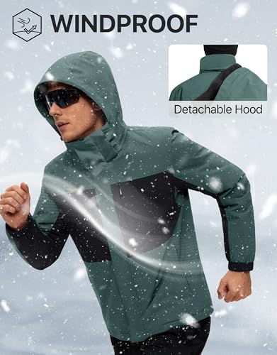FREE SOLDIER Men's Warm Winter Fleece Lined Ski Snow Jacket with Hood