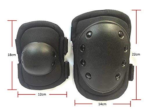 Tactical Knee Pad Elbow Pad Set Airsoft Knee Elbow Protective Pads Combat Paintball Skate Outdoor Sports Safety Guard Gear (Black, M, 4pcs Set)