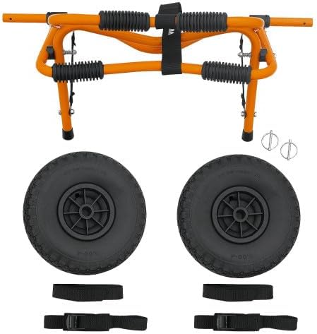 Kayak Cart – 150 Lbs Capacity Canoe Dolly with Airless Tires, Foldable Aluminum Frame, and Carrying Bag for Personal Watercraft by Rad Sportz (Orange)