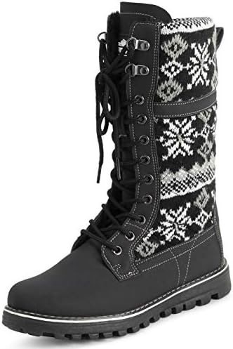POLAR Womens Faux Fur Warm Thermal Waterproof Outdoor Walking Snow Winter Rubber Sole Calf Boots