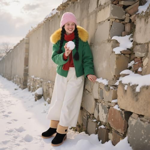 AOSPHIRAYLIAN Snow Boots Women Fur Lined Winter Boots Slip on Warm Shoes