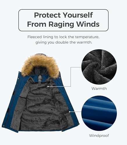 wantdo Women's Waterproof Ski Jacket Warm Fleece Lined Snow Winter Coat