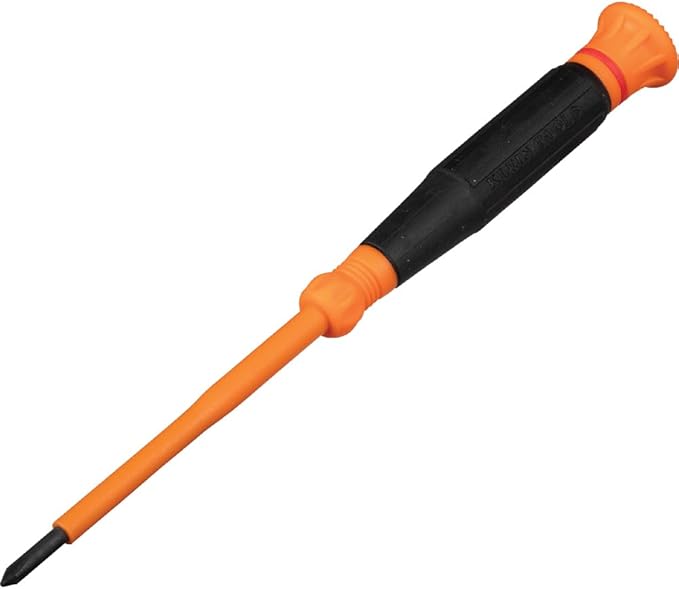 Klein Tools 6233INS Insulated Precision Screwdriver, #0 Phillips Mini Electrician Screwdriver, 1000-Volt, Cushion-Grip Handle