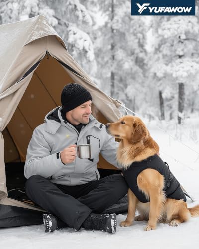 Yufawow Men Winter Jacket Skiing Jacket Insulated Fleece Lined Waterproof Windbreaker for Snowboard Hiking Camping ATV Outdoor Work