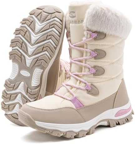 HOBIBEAR Women's Waterproof Winter Snow Boots Lightweight Warm Faux Fur Lined Mid-Calf Booties