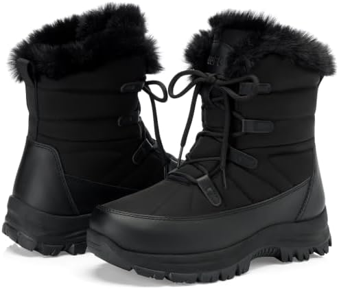 TEMOFON Womens Snow Boots Winter: Water Resistant Fur Lined Outdoor Booties