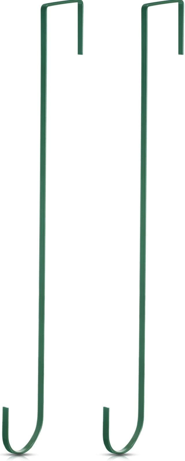 Hotop 15 Inch Wreath Hangers for Front Door Wreath Doors Hangers Steel Material Clothes Towel Hooks Holder Over The Door Hanger Hooks 2 Pcs for Christmas Halloween Front Decorations(Green)