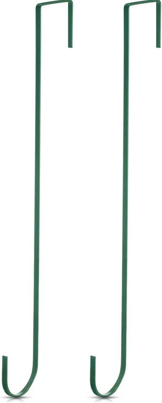 Hotop 15 Inch Wreath Hangers for Front Door Wreath Doors Hangers Steel Material Clothes Towel Hooks Holder Over The Door Hanger Hooks 2 Pcs for Christmas Halloween Front Decorations(Green)