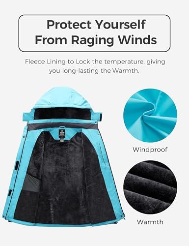 wantdo Women's Plus Size Ski Jacket Waterproof Winter Coat Snow Jacket Hood
