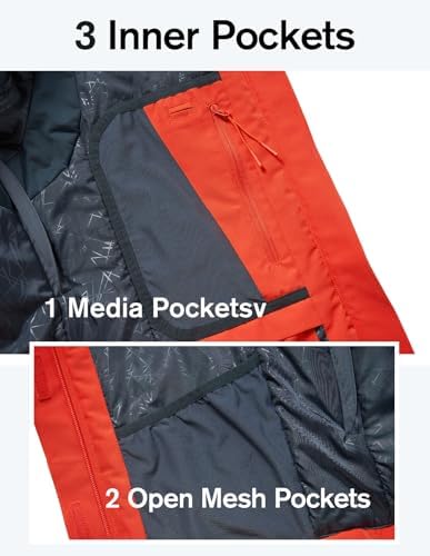 Women's Pro Ski Jacket, Waterproof 15K Snowboard Jacket, Insulated Winter Coat with Helmet Hood & Armpit Vents