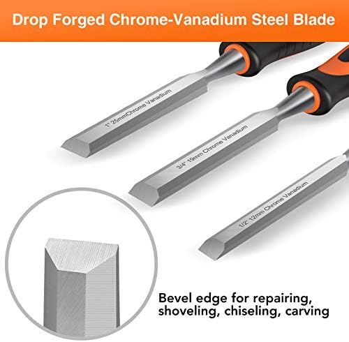 ENERTWIST 13pcs Wood Chisel Set, Premium Woodworking Chisel Sets w/ 8 CRV Construction Wood Chisels, 1 Sharpening Stone, 1 Honing Guide, 2 Carpenter Pencils, 1 Sharpener for Wood Carving in Hard Case